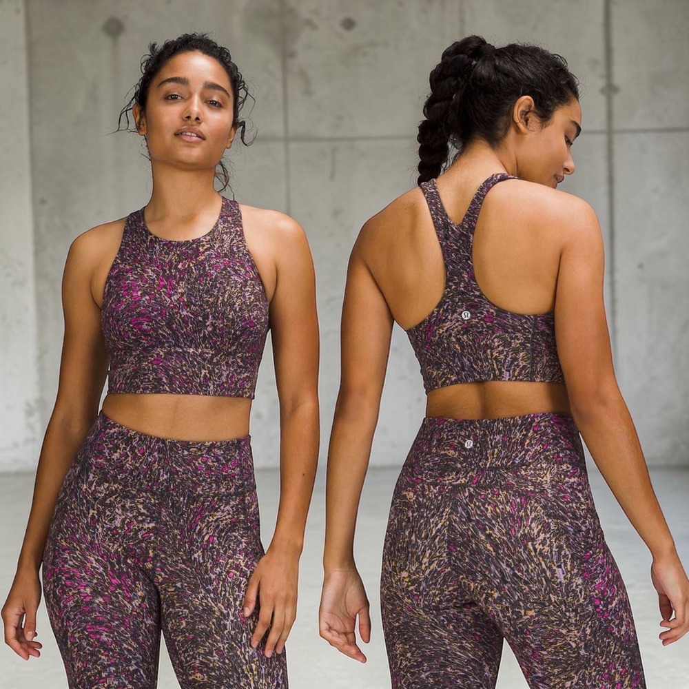 Lululemon Women's 6 Wunder Train Longline Bra Medium Support C/D Cups Topography